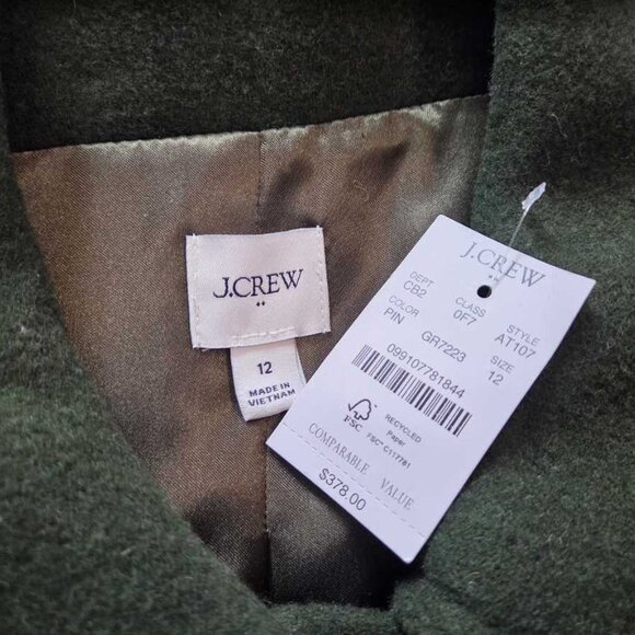 New 12 J Crew Factory wool-blend lady day coat in Pine Green - Picture 7 of 12